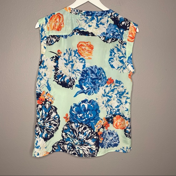 J. Crew Floral SleevelessBlouse 3/4 Button - Picture 2 of 3